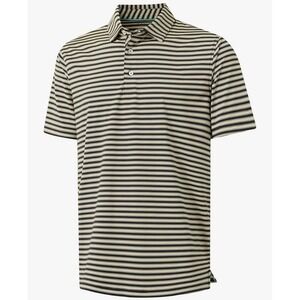 MAELREG Performance Polo Golf Shirt‎ Black And Khaki Striped 3XL New